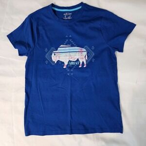 Ariat Men's Graphic T-Shirt Blue With Buffalo Print Size M